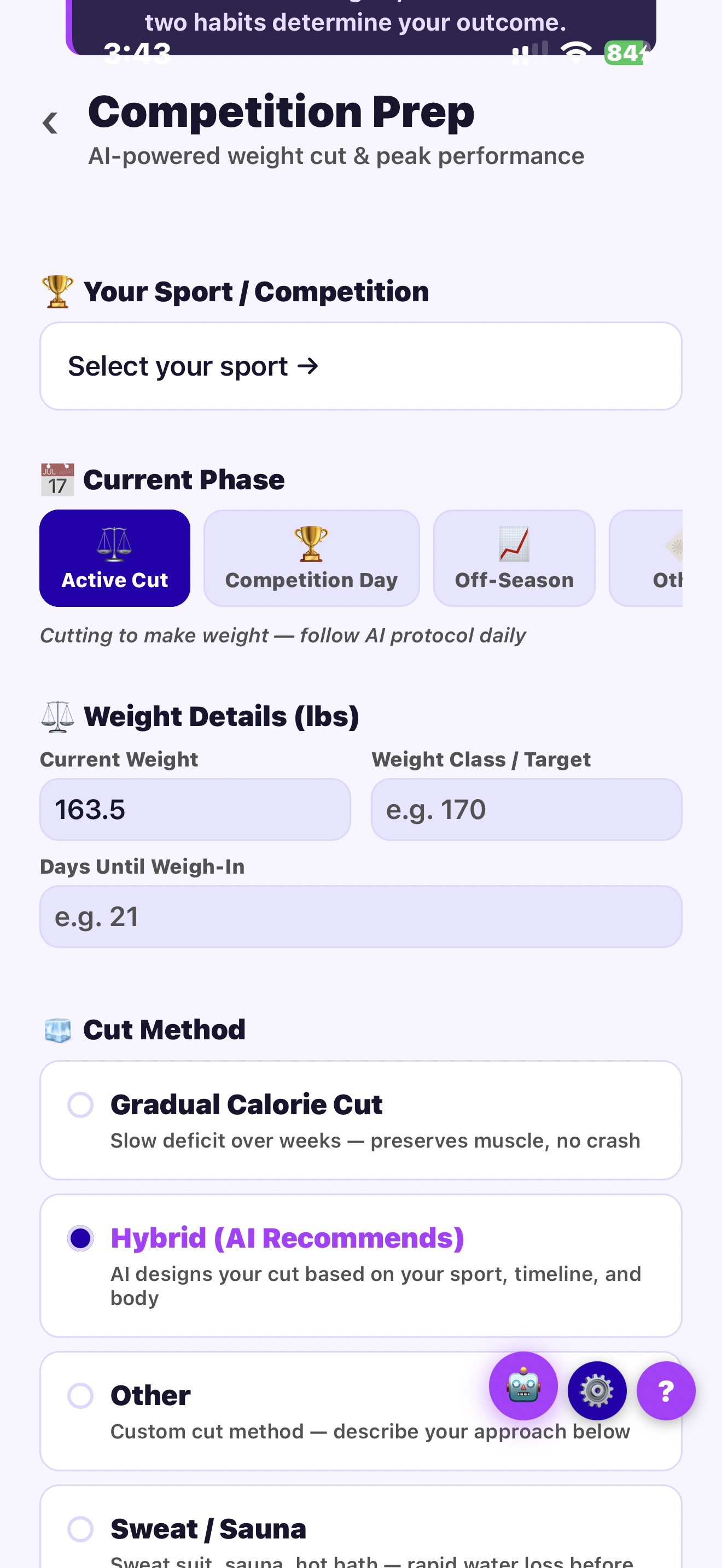 Competition Prep & Weight Cut